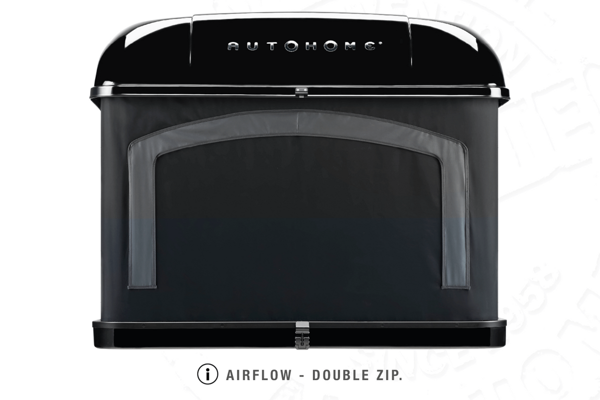 Tenda da tetto AutoHome Air-Sky 360, guscio Black Storm – ventilazione con doppia zip