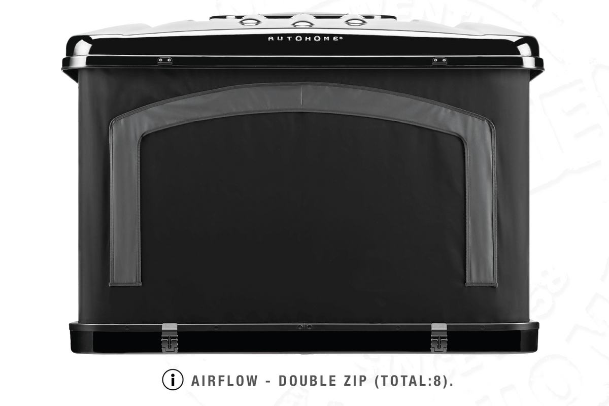Tenda da tetto AutoHome Air-Sky 360, guscio Black Storm – vista posteriore