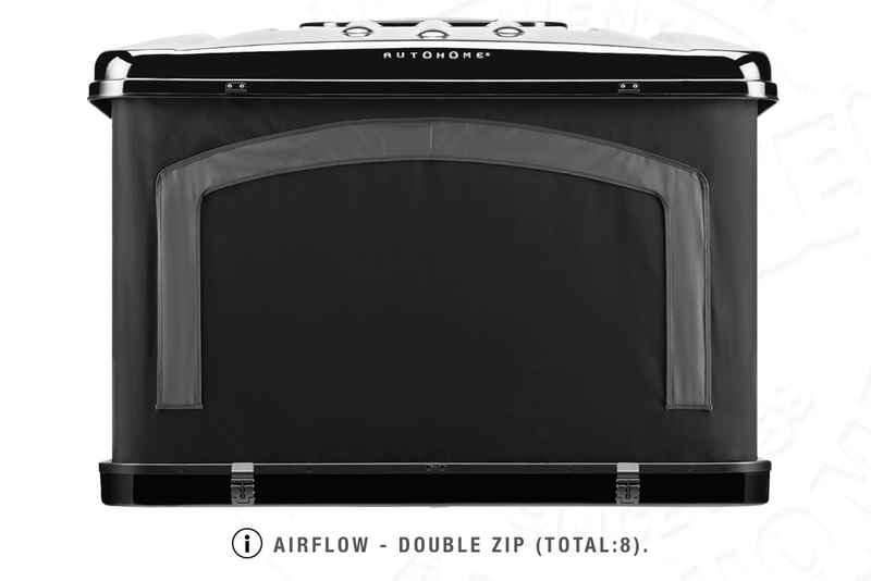 Tenda da tetto AutoHome Air-Sky 360, guscio Black Storm – vista posteriore
