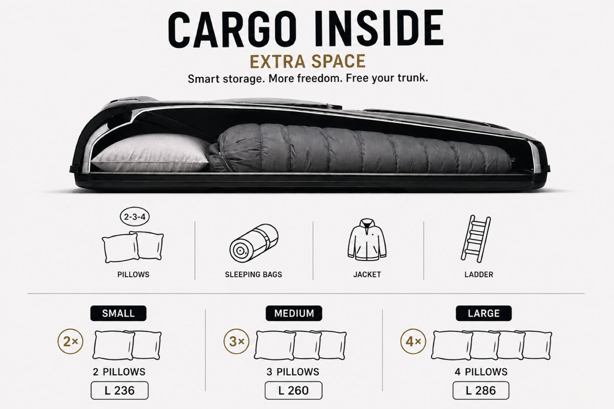 Tenda da tetto AutoHome Air-Sky 360, guscio Hard Face Black – capacità di stivaggio nel guscio