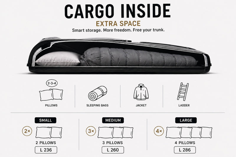 Tenda da tetto AutoHome Air-Sky 360, guscio Hard Face Black – capacità di stivaggio nel guscio