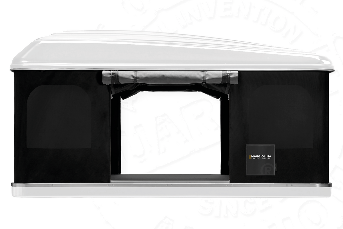 Tenda da tetto AutoHome Airlander Plus 360, guscio Bianco – porta aperta