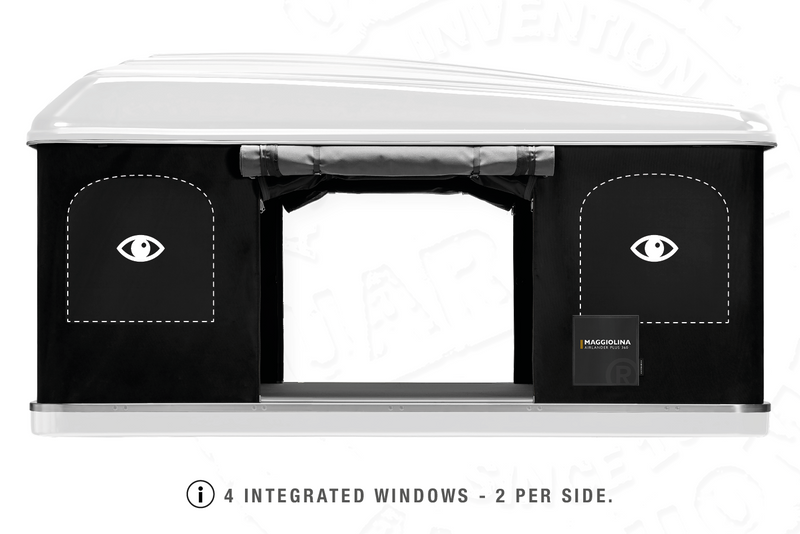 Tenda da tetto AutoHome Airlander Plus 360, guscio Bianco – finestre integrate, 2 per lato