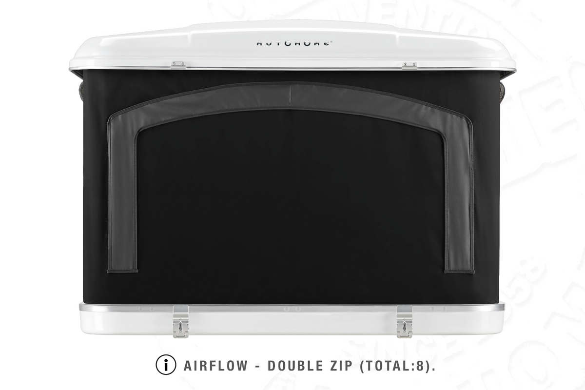 Tenda da tetto AutoHome Airlander Plus 360, guscio Bianco – vista posteriore