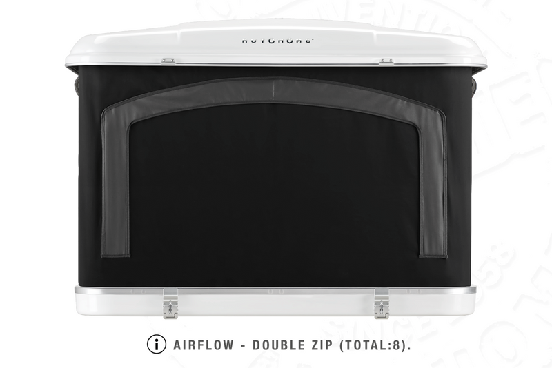 Tenda da tetto AutoHome Airlander Plus 360, guscio Bianco – vista posteriore