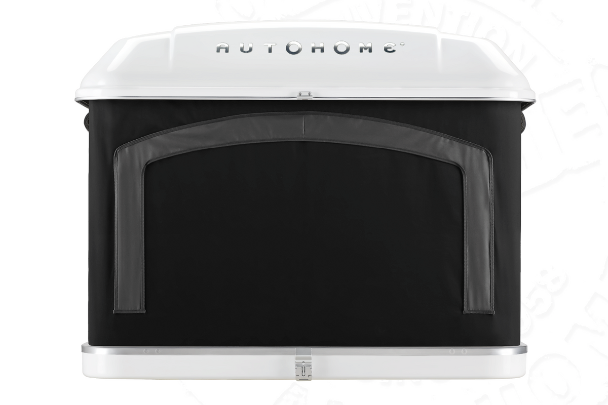 Tenda da tetto AutoHome Airlander Plus 360, guscio Bianco – vista frontale