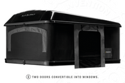 Tenda da tetto AutoHome Airlander Plus 360, guscio Black Storm – porte trasformabili in finestre