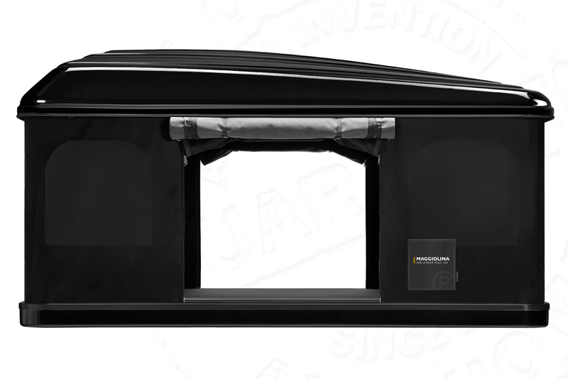 Tenda da tetto AutoHome Airlander Plus 360, guscio Black Storm – porta aperta
