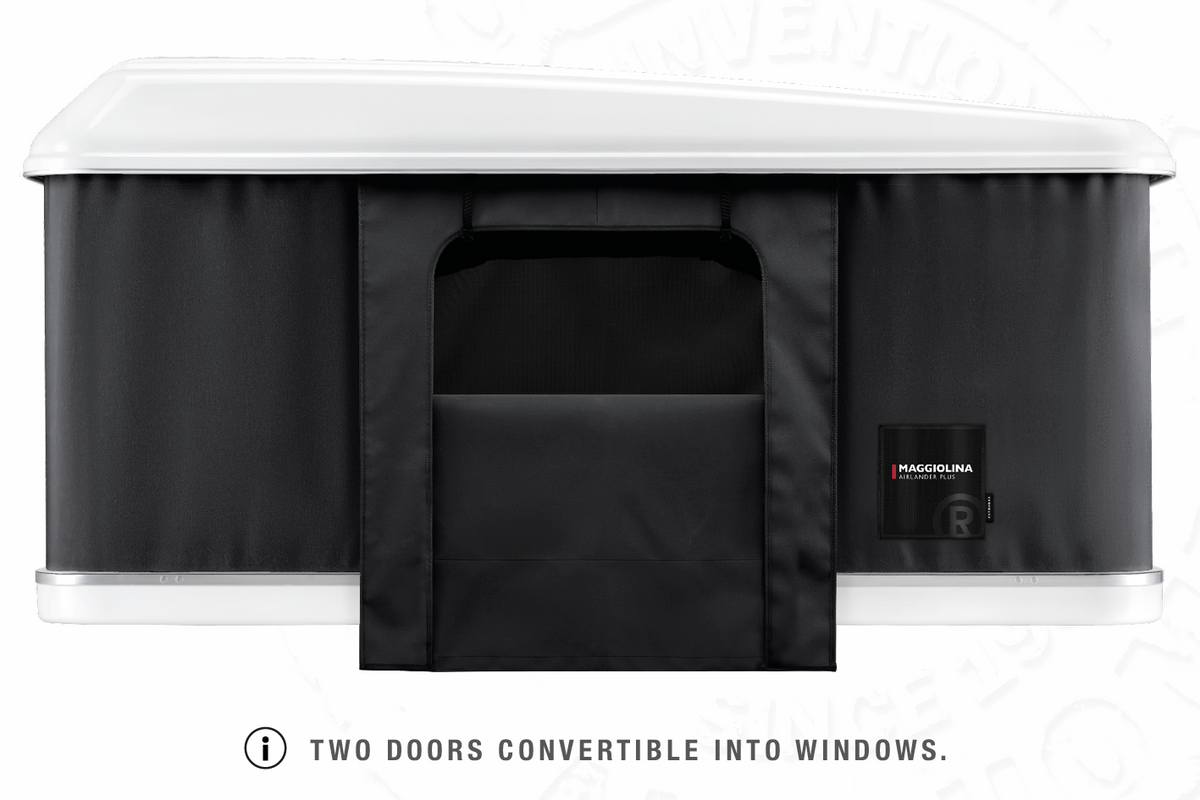 Tenda da tetto AutoHome Airlander Plus, guscio Bianco – porte trasformabili in finestre