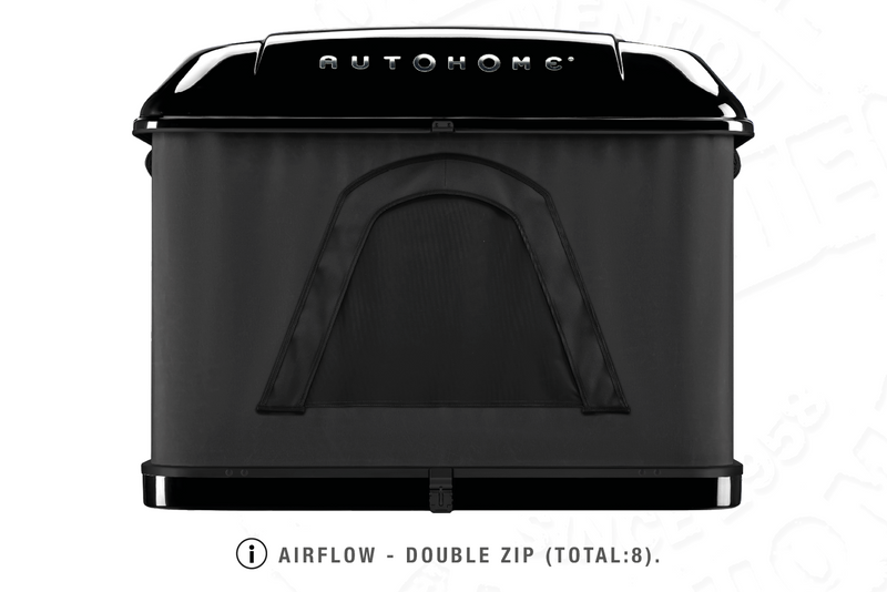 Tenda da tetto AutoHome Airlander Plus, guscio Black Storm – ventilazione con doppia zip