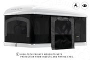 Tenda da tetto AutoHome Airtop 360, guscio Bianco – zanzariere oscuranti