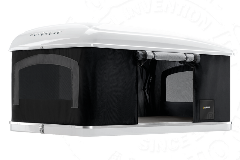 Tenda da tetto AutoHome Airtop 360, guscio Bianco – tenda aperta