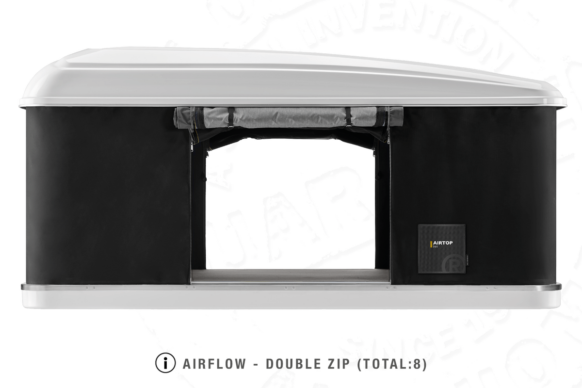 Tenda da tetto AutoHome Airtop 360, guscio Bianco – ventilazione con doppia zip