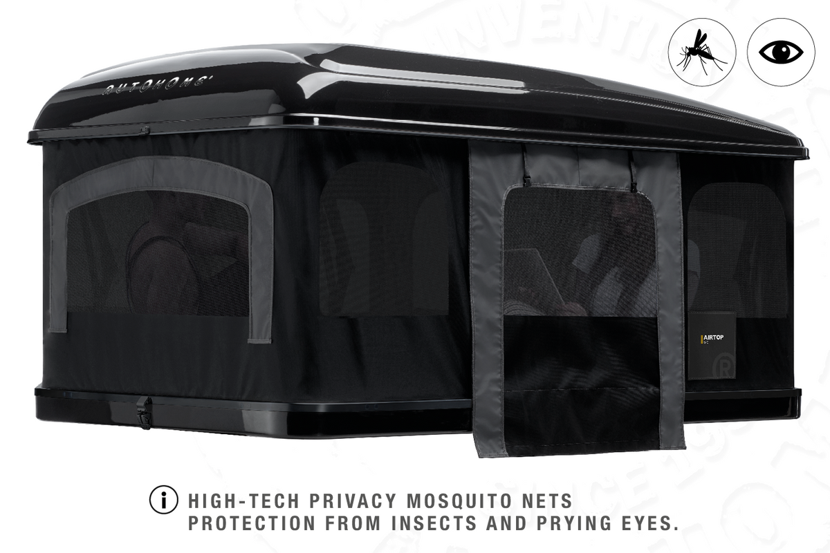 Tenda da tetto AutoHome Airtop 360, guscio Black Storm – zanzariere oscuranti