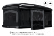 Tenda da tetto AutoHome Airtop 360, guscio Black Storm – zanzariere oscuranti