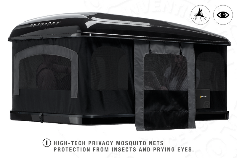 Tenda da tetto AutoHome Airtop 360, guscio Black Storm – zanzariere oscuranti
