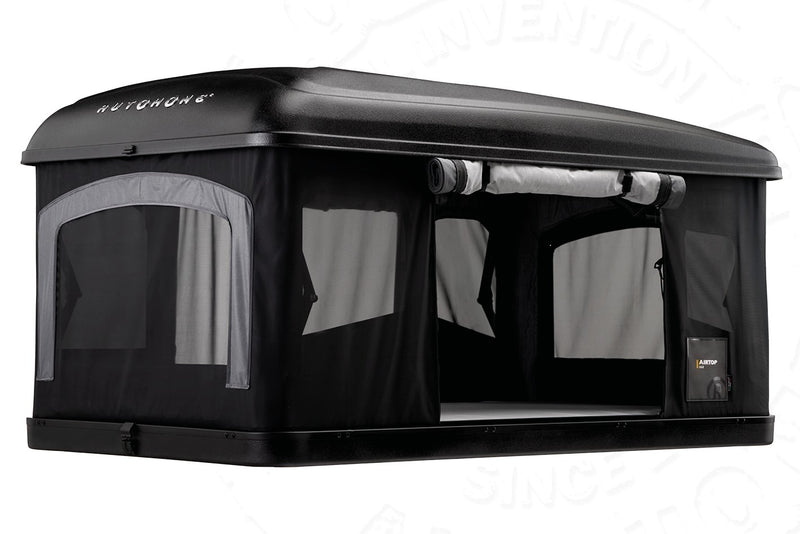 Tenda da tetto AutoHome Airtop 360, guscio Hard Face Black – tenda aperta
