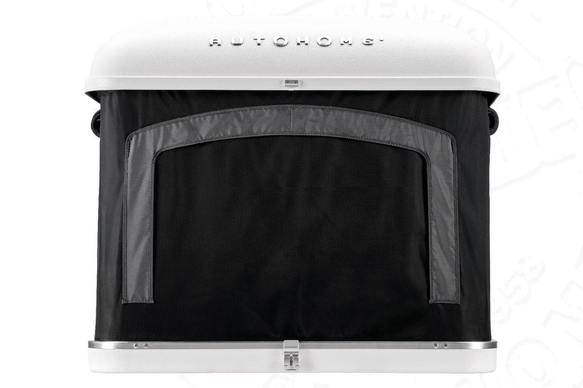 Tenda da tetto AutoHome Airtop 360, guscio Hard Face White – vista frontale
