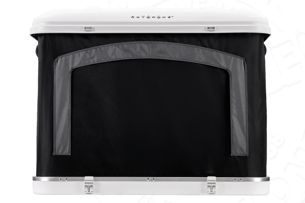 Tenda da tetto AutoHome Airtop 360, guscio Hard Face White – vista posteriore