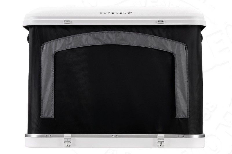 Tenda da tetto AutoHome Airtop 360, guscio Hard Face White – vista posteriore