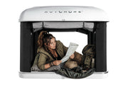 Tenda da tetto AutoHome Airtop Plus, guscio Bianco – porta anteriore aperta