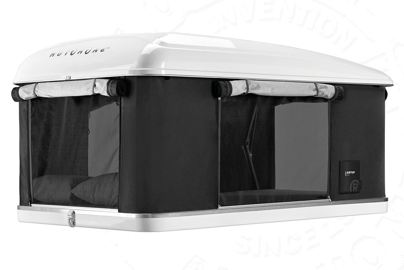 Tenda da tetto AutoHome Airtop Plus, guscio Bianco – tenda aperta