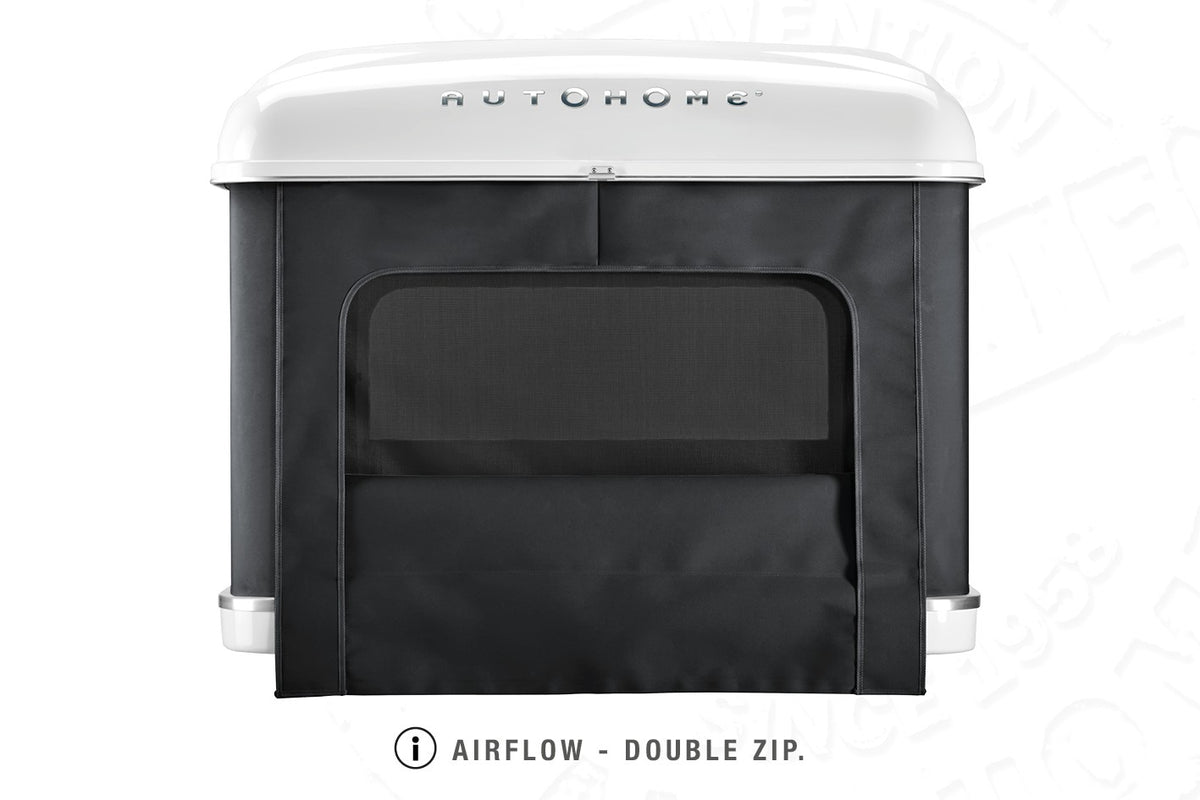 Tenda da tetto AutoHome Airtop Plus, guscio Bianco – ventilazione con doppia zip