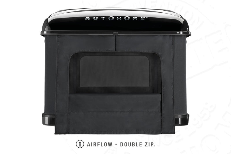 Tenda da tetto AutoHome Airtop Plus, guscio Black Storm – ventilazione con doppia zip
