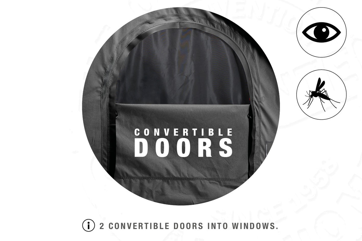 Tenda da tetto AutoHome Columbus Variant – porte trasformabili in finestre