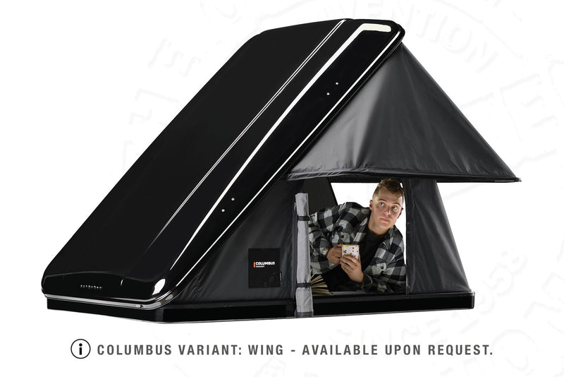 Tenda da tetto AutoHome Columbus Variant, guscio Black Storm – con accessorio Wing