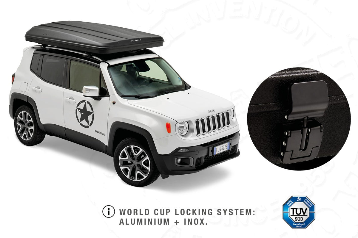 Tenda da tetto AutoHome Columbus Variant, guscio Hard Face Black – chiusure in alluminio e inox