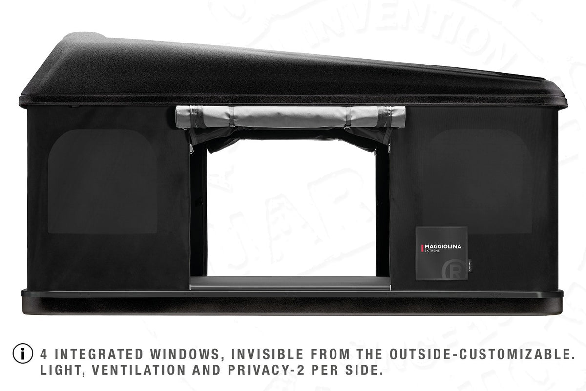 Tenda da tetto AutoHome Extreme-Cargo 360, guscio Hard Face Black – finestre integrate, 2 per lato