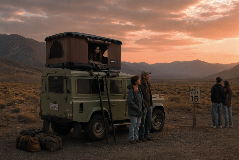Tenda da tetto AutoHome Nomadland 3.0, tessuto Marrone – al tramonto