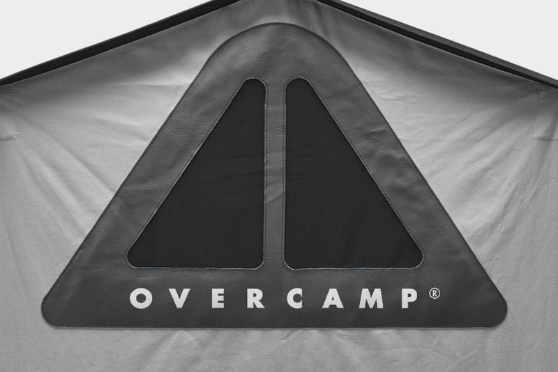 Tenda da tetto AutoHome Overcamp – logo Overcamp sul tessuto