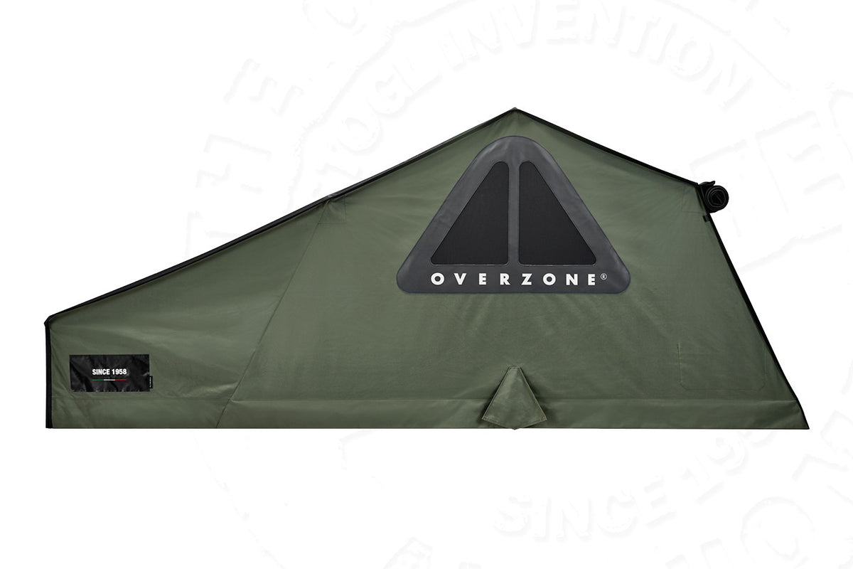 Tenda da tetto AutoHome Overzone – tenda aperta, vista laterale