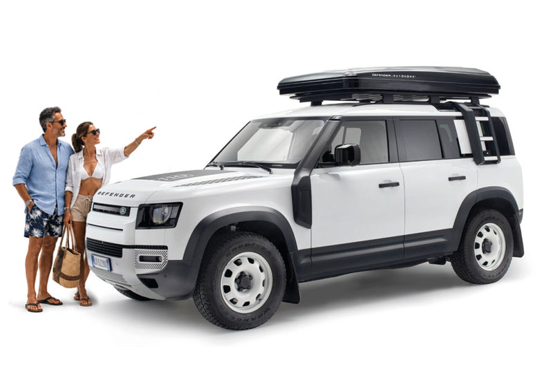 Tenda da tetto AutoHome x Land Rover, guscio Black Storm – tenda chiusa su Land Rover Defender