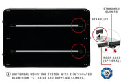 Tenda da tetto AutoHome x Land Rover, guscio Black Storm – base con guide a C e morsetti
