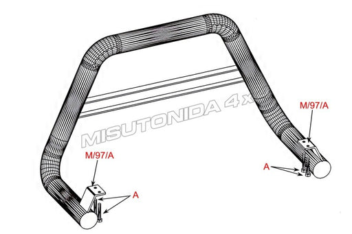 Bull bar Ford Ranger Double Cab 2004–2006 Misutonida MED/97/IX inox lucido