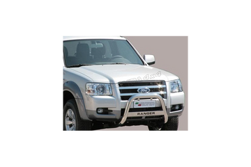 Bull Bar Medium omologato CE con scritta traforata Ford Ranger Double Cab 2007–2009 Inox lucido Ø63 mm