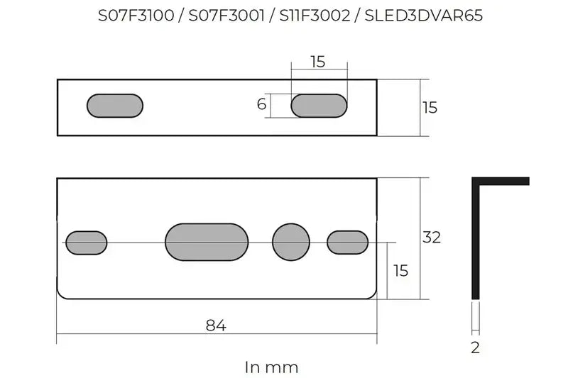 Staffa di montaggio per S07F3001, S07F3100, S11F3002 e SLED3DVAR65 – Tralert – immagine 3