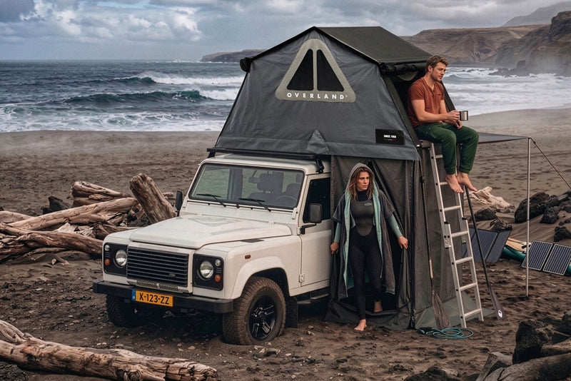 Cabina spogliatoio AutoHome – montata su fuoristrada in spiaggia