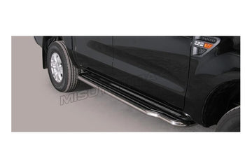 Pedane laterali extra lunghe Ford Ranger Double Cab 2016–2018 Inox lucido