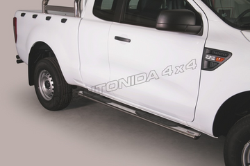 Pedane laterali ovali Grand Pedana Ford Ranger Super Cab dal 2012 Inox lucido