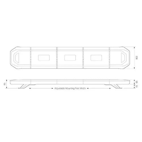 Barra lampeggiante LED ambra R65, 1103 mm, lampeggio alle estremità – ElectraQuip – immagine 5