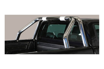 Roll Bar con scritta traforata Ford Ranger Double Cab 2016–2018 Inox lucido Ø76 mm (RLD/K/295/IX)