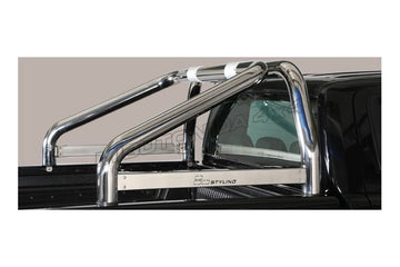 Roll Bar con scritta traforata Ford Ranger Double Cab 2016–2018 Inox lucido Ø76 mm (RLSS/K/2295/IX)