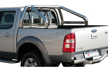 Roll Bar con scritta traforata Ford Ranger Double Cab 2007–2009 Inox lucido Ø76 mm (RLSS/K/2204/IX)