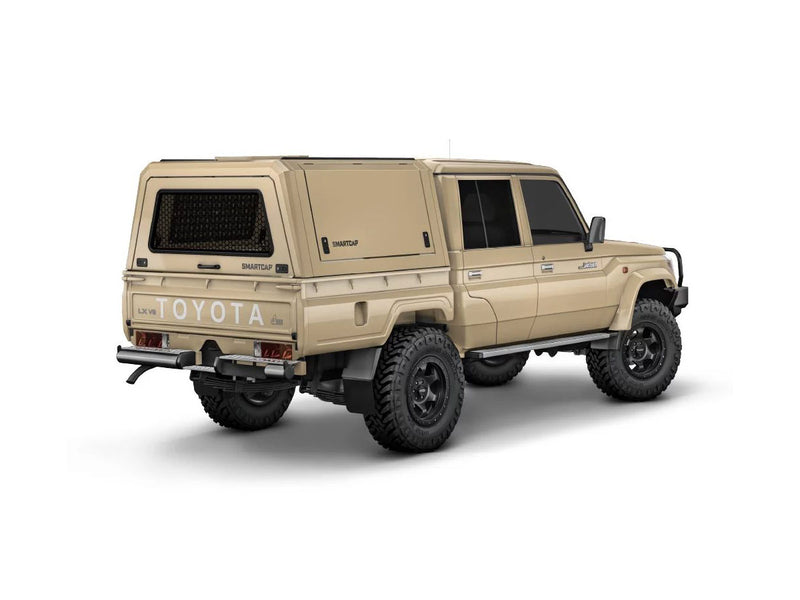 Hard top RSI SmartCap EVO LC Commercial per Toyota Land Cruiser 79 Double Cab, vista posteriore 3/4 ravvicinata
