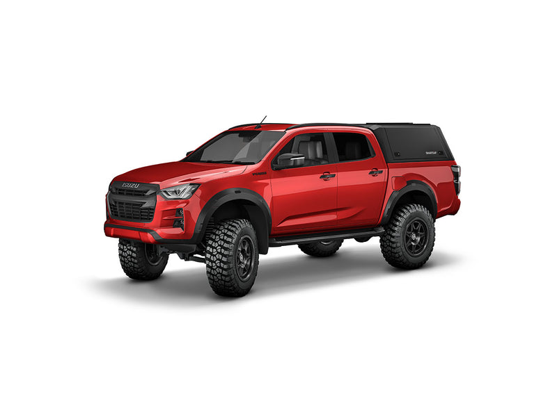 Hard top RSI SmartCap EVOa Adventure per Isuzu D-Max 2020+ Double Cab, vista anteriore 3/4 su sfondo bianco