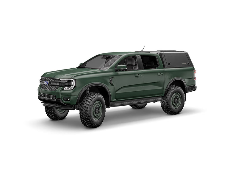 Hard top RSI SmartCap EVOc Commercial per Ford Ranger 2023+ Extra Cab, vista anteriore 3/4 su sfondo bianco